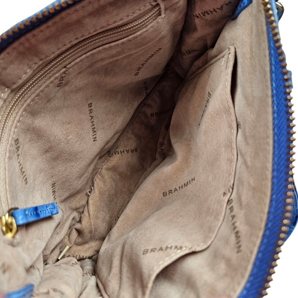 Brahmin Blue Vibrant Azure Melbourne Clutch Wristlet Crocodile Embossed Leather - Picture 11 of 16